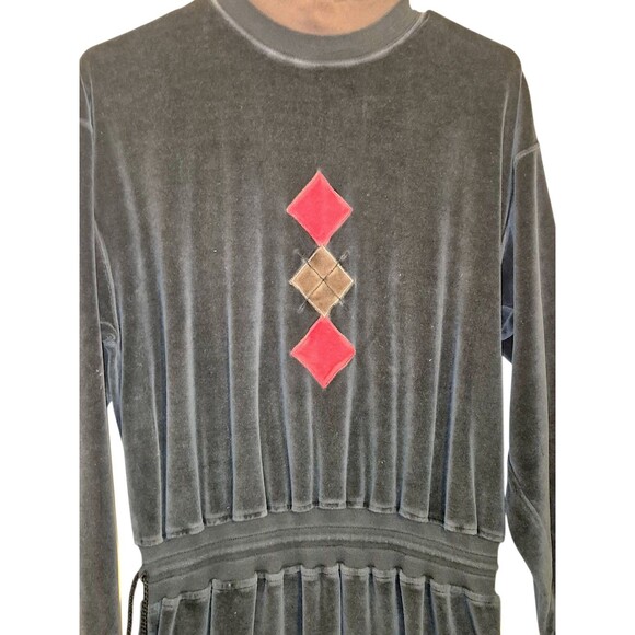 Eddie Bauer Vintage Y2k Argyle Velvet Midi JumperDress Size M Lagenlook Cottage - Picture 2 of 6